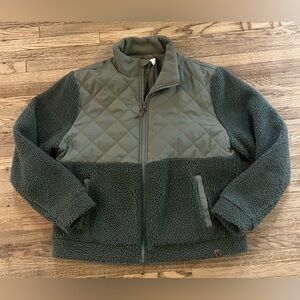 Liv Outdoor Quilted Sherpa Jacket Fleece Olive Green L